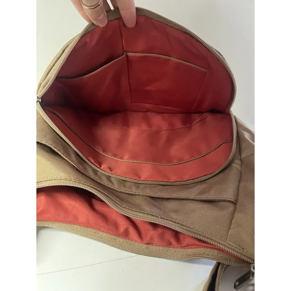 TRAVELON Anti-Theft Classic Crossbody Bucket Bag Tan Slash Proof RFID Locking